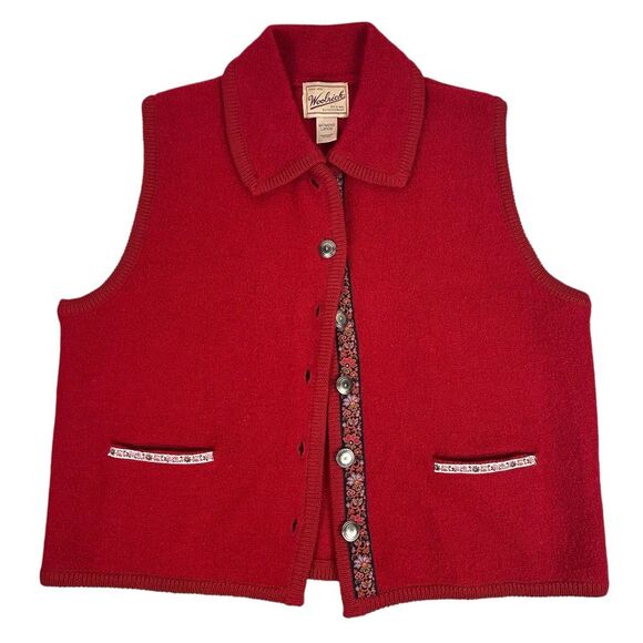 Woolrich Boiled Felted Wool Red Large Vest - Picture 4 of 7